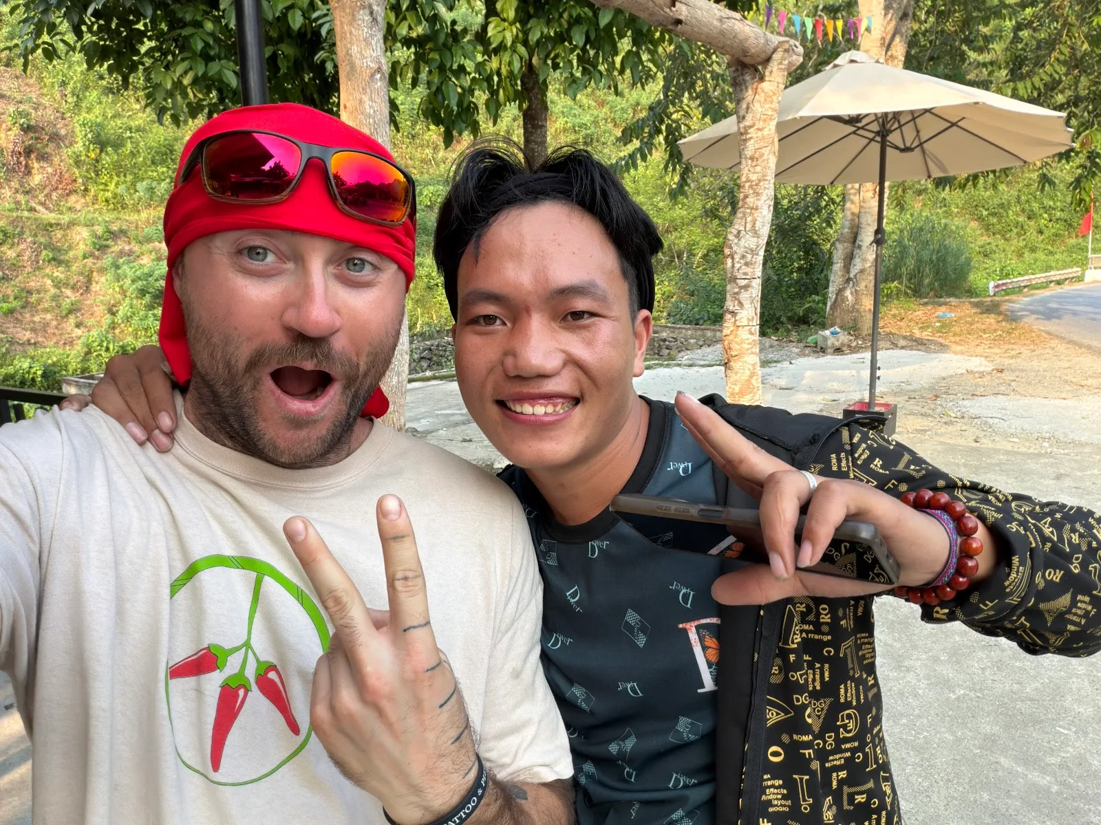 Photo from Jake Larose's Google review taken at a sunny roadside stop in Ha Giang